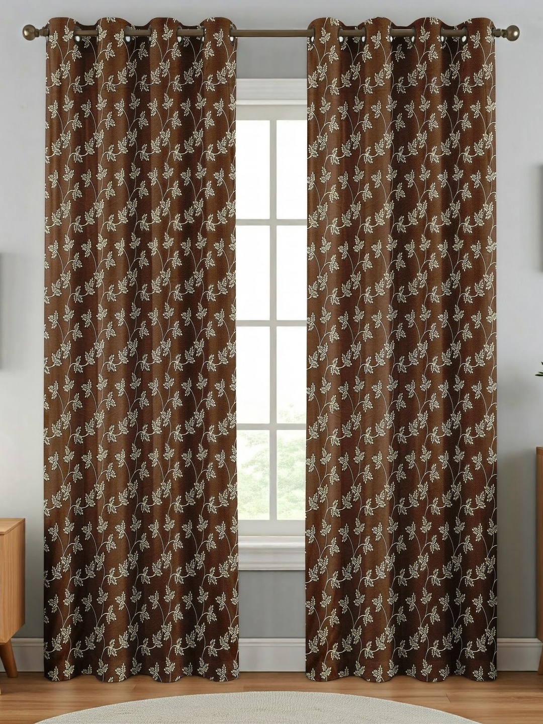 

Galaxy Home Decor Brown Set of 2 Floral Door Curtain
