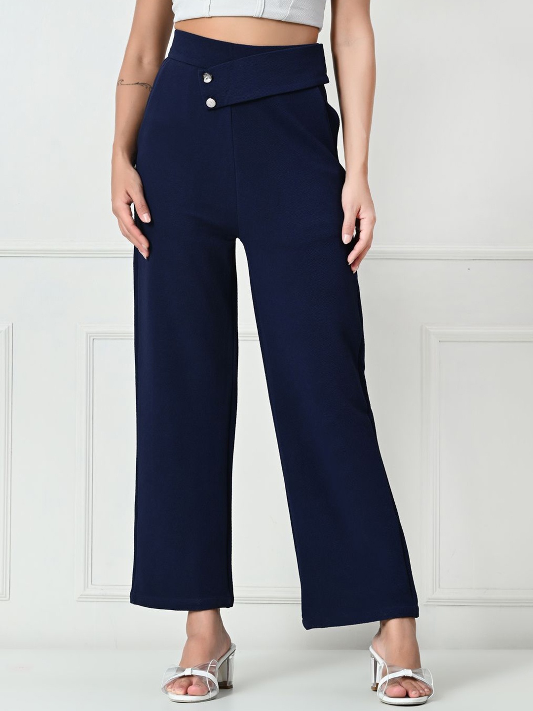 

Brainbees Women Relaxed Fit Parallel Trousers, Navy blue