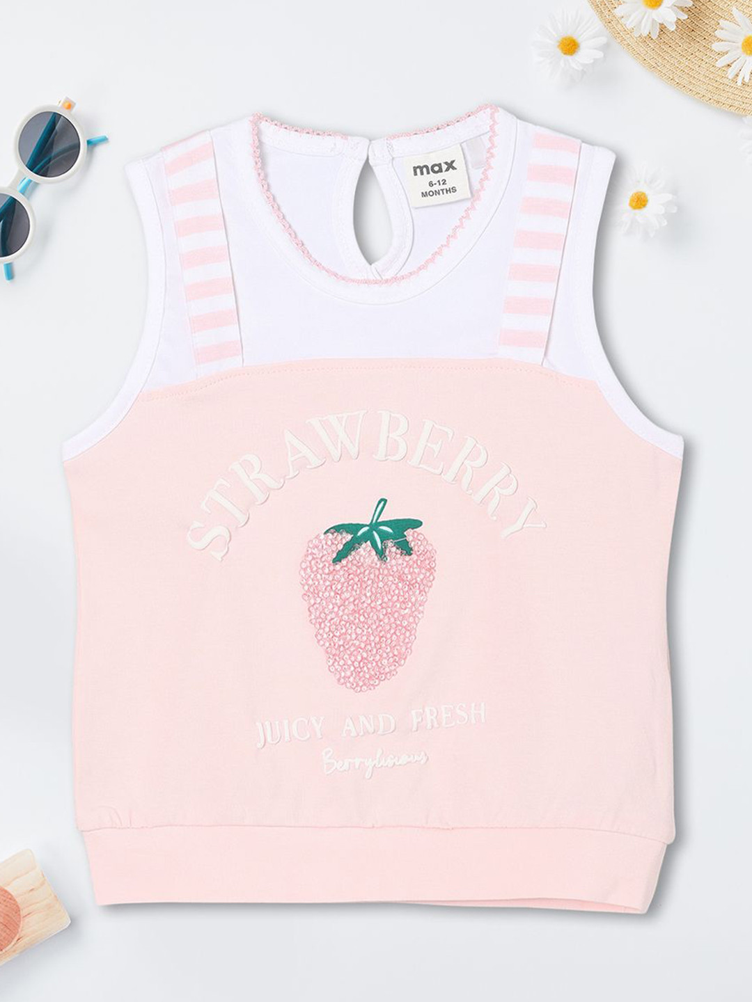 

max Girls Printed Cotton Top, Pink