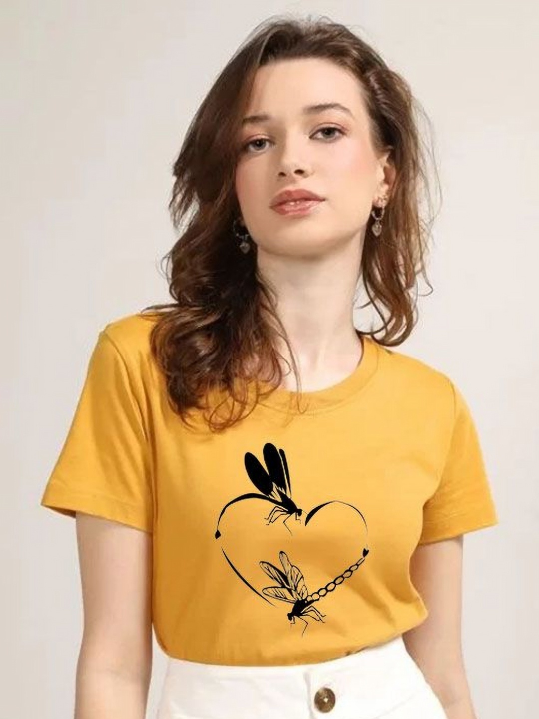

Parona Women Printed T-shirt, Mustard