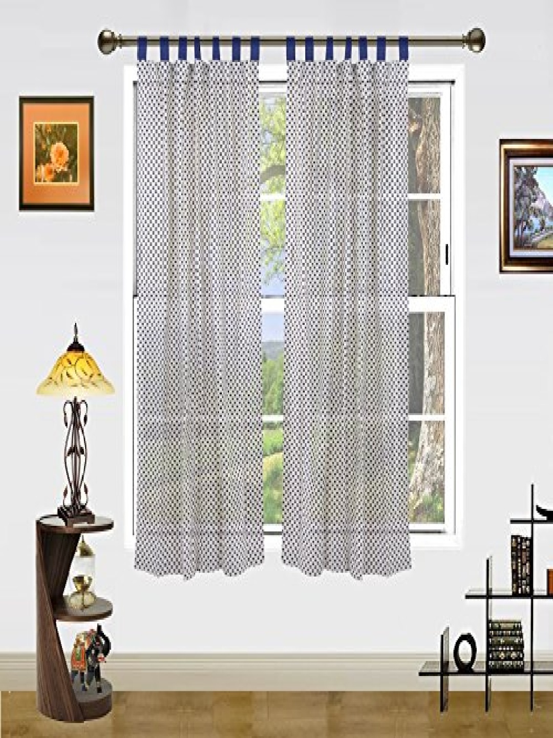 

Dekor World Multicoloured Set of 2 Geometric Window Curtain, Multi