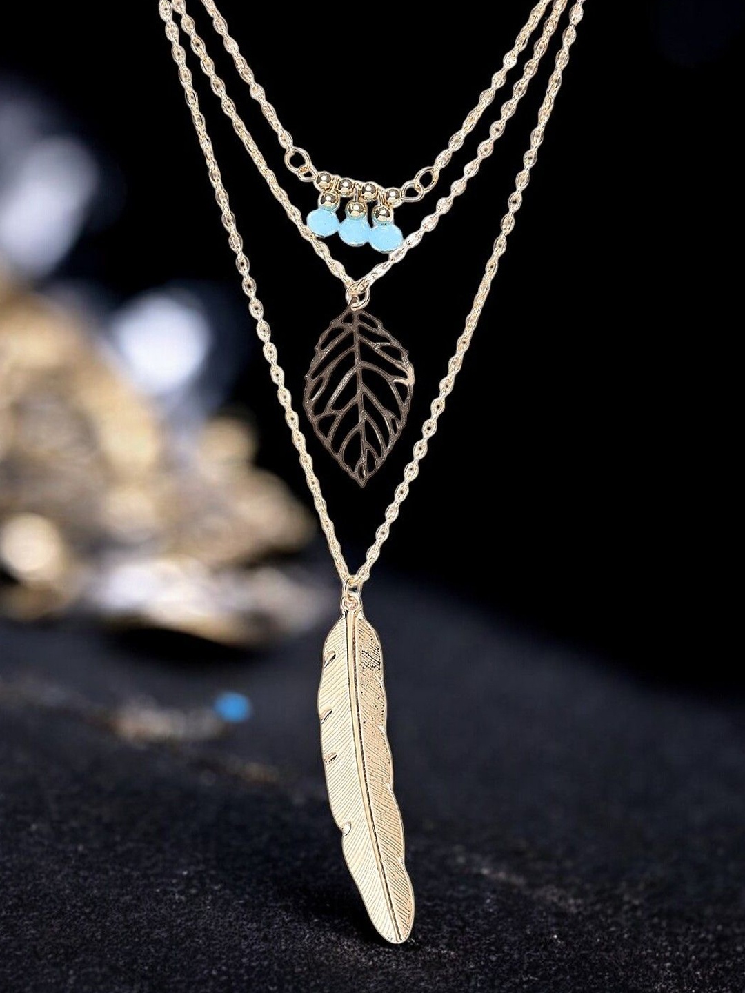 

DressBerry Artificial Beads Beaded Multi Layered Bohemian Chain, Gold