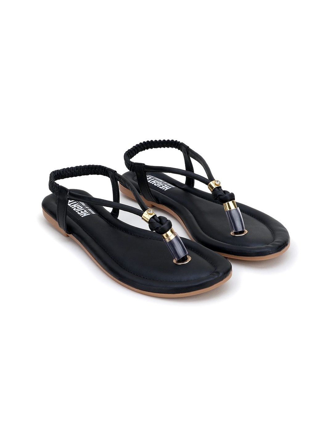 

HEIGHTEN Women Open Toe Flats, Black