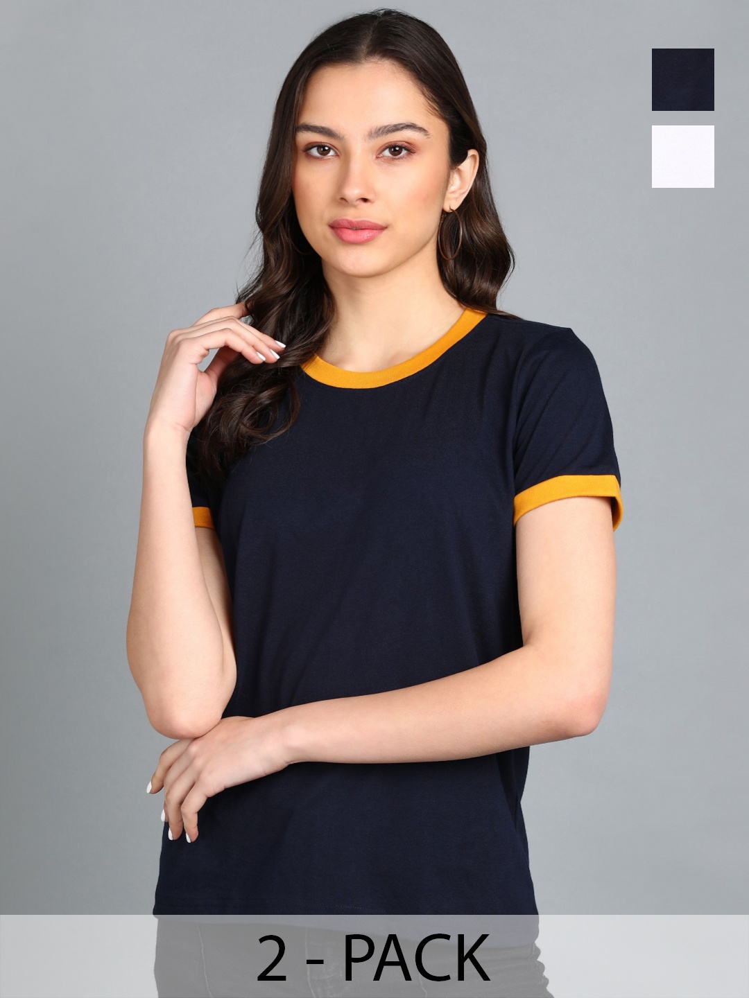 

Adyavastram Women 2 Printed Pockets T-shirt, Multi