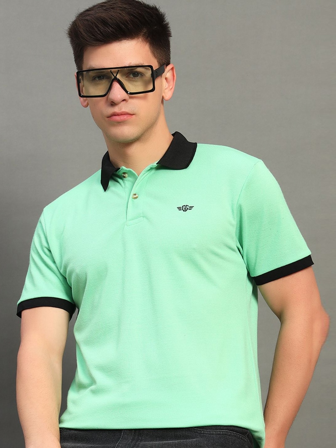 

GET GOLF Men Polo Collar T-shirt, Sea green