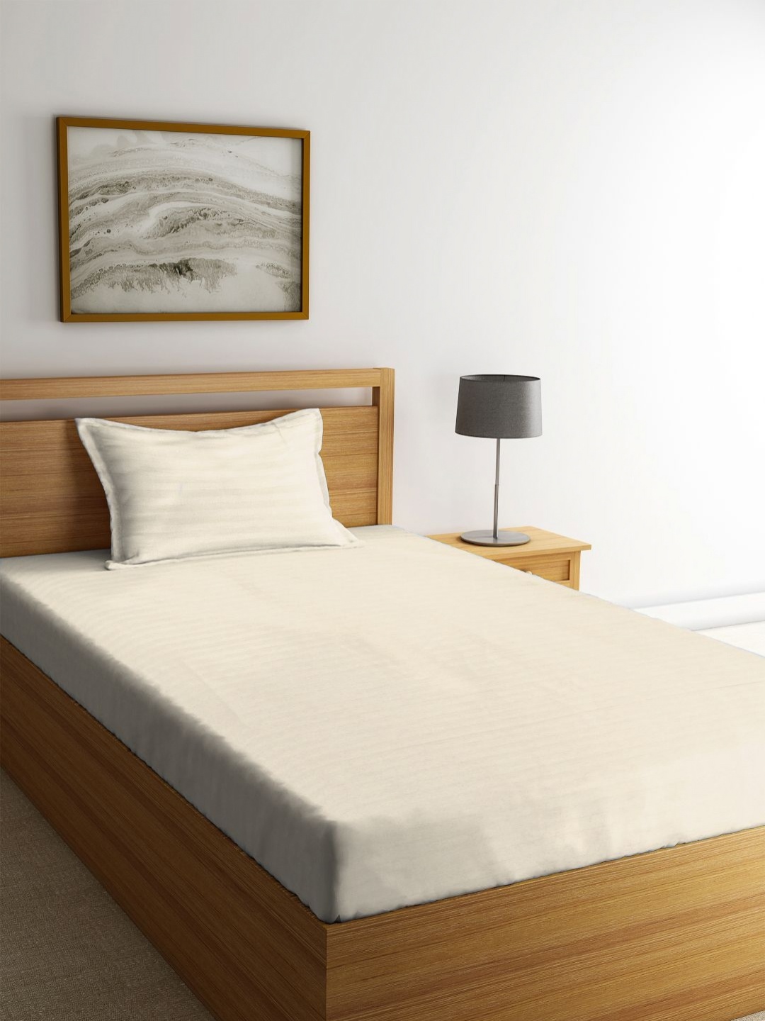 

Myntra Elegant Homes Cream Striped 300 TC Single Bedsheet Set 2.25m x 1.50m