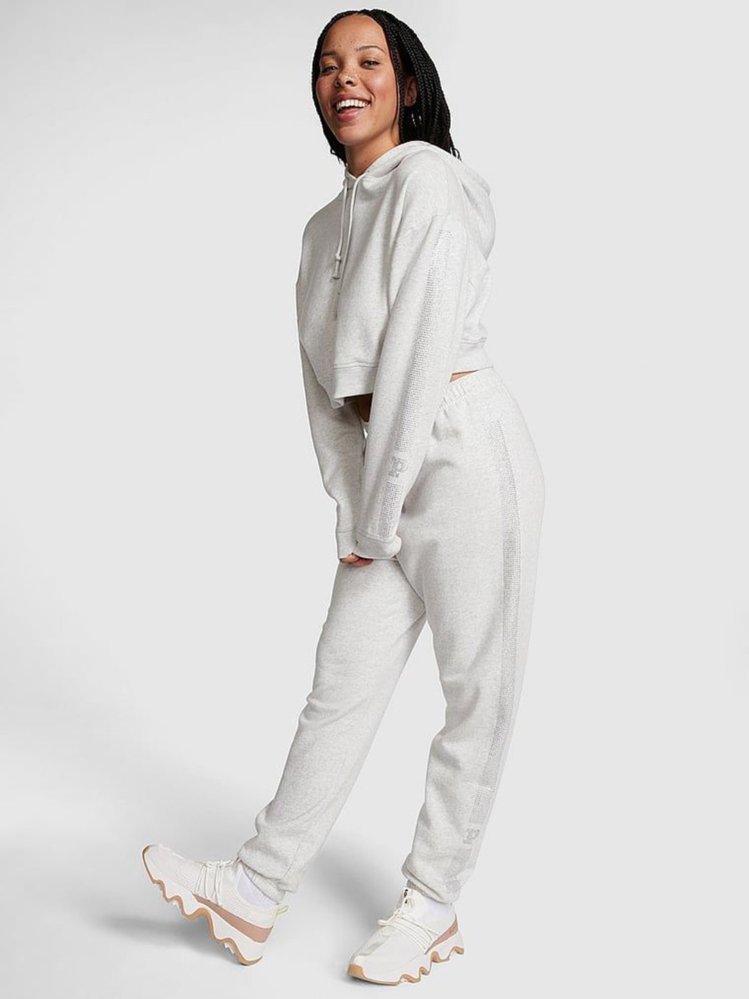 

Victoria's Secret Women Cotton High-Waist Gym Pant, Off white