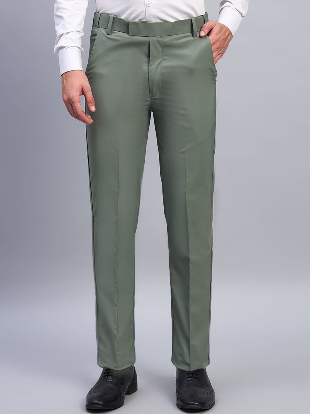 

AXNIS Men Ultra Slim Fit Formal Trousers, Sea green