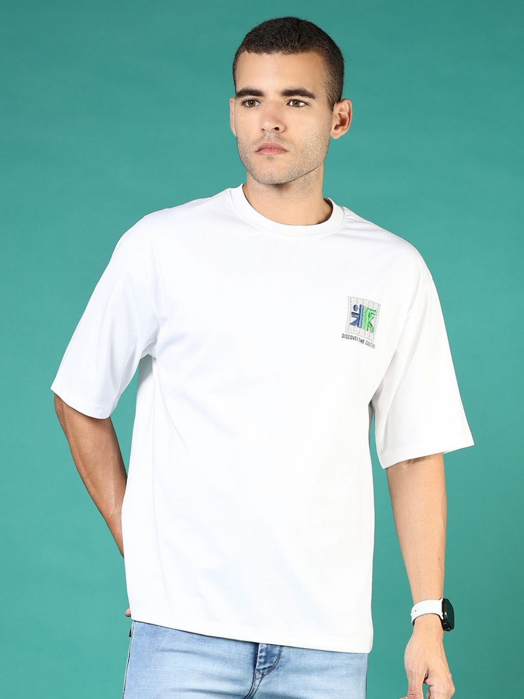 

V-Mart Men Graphic Printed Round Neck Cotton Relaxed Fit T-shirt, White