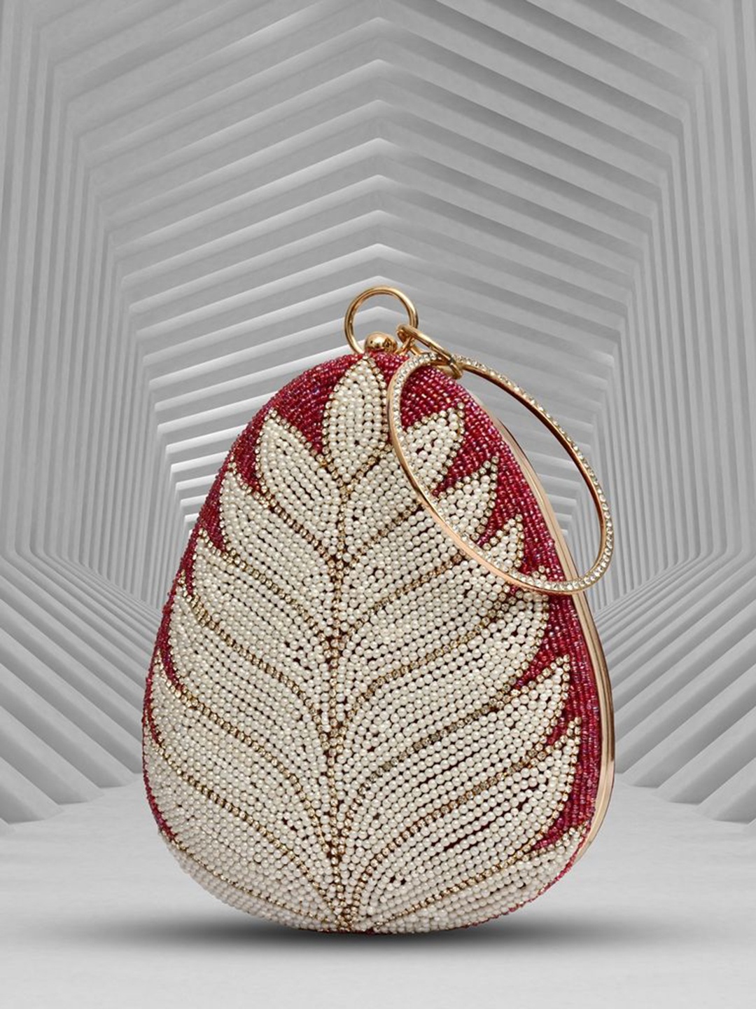 

FOR THE BEAUTIFUL YOU Embellished Box Clutch, Maroon
