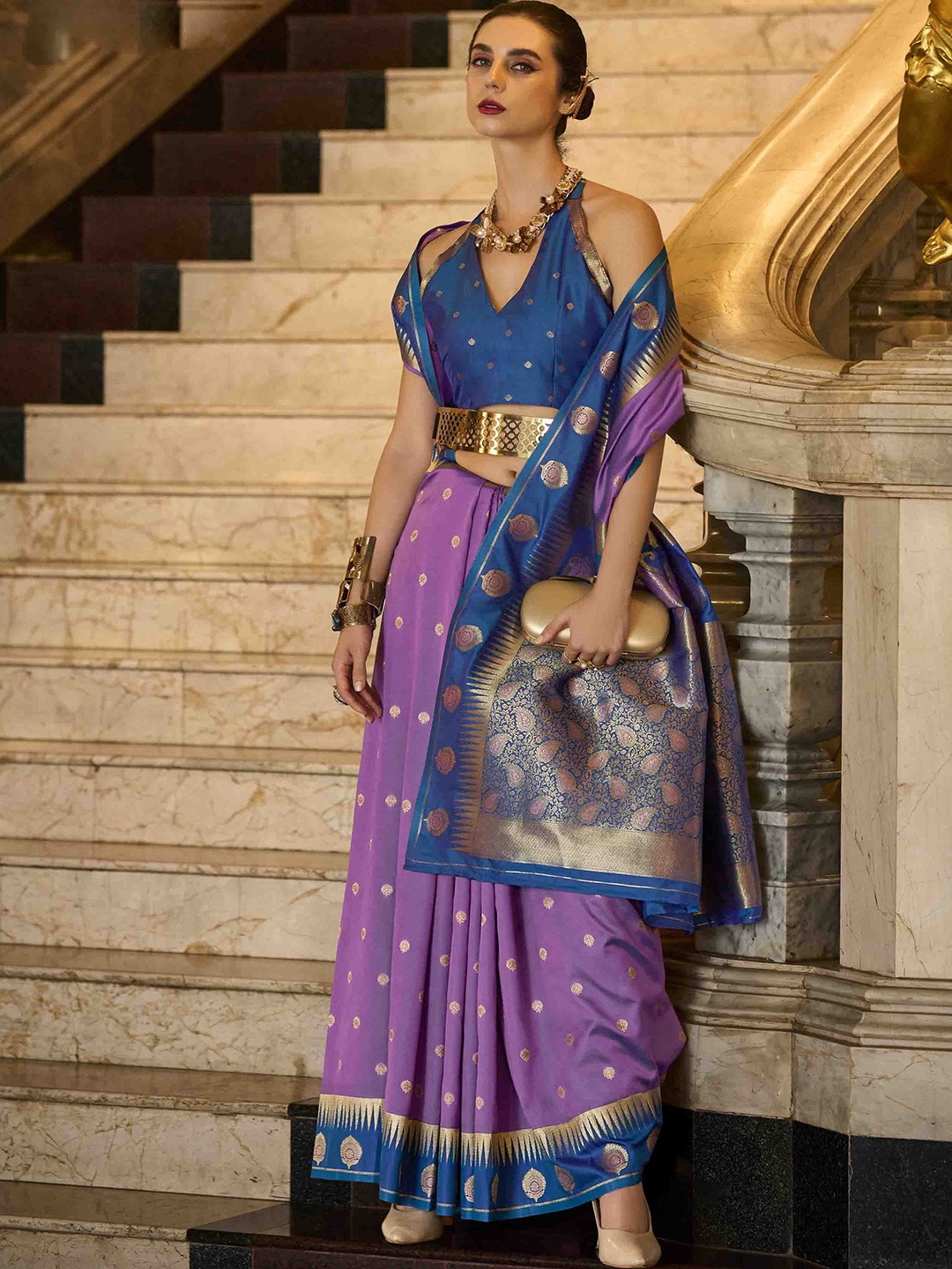 

KIMISHA Woven Design Saree, Lavender