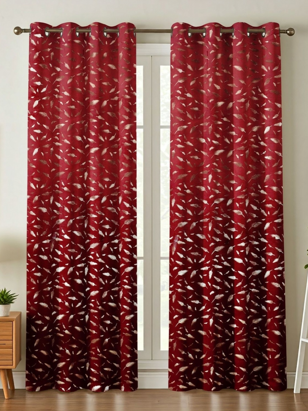 

Galaxy Home Decor Maroon Set of 2 Room Darkening Door Curtain