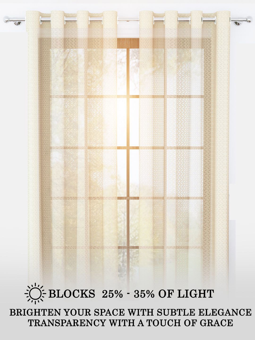 

Story@home Serene Cream-Coloured 2 Pieces Abstract Printed Sheer Long Door Curtains