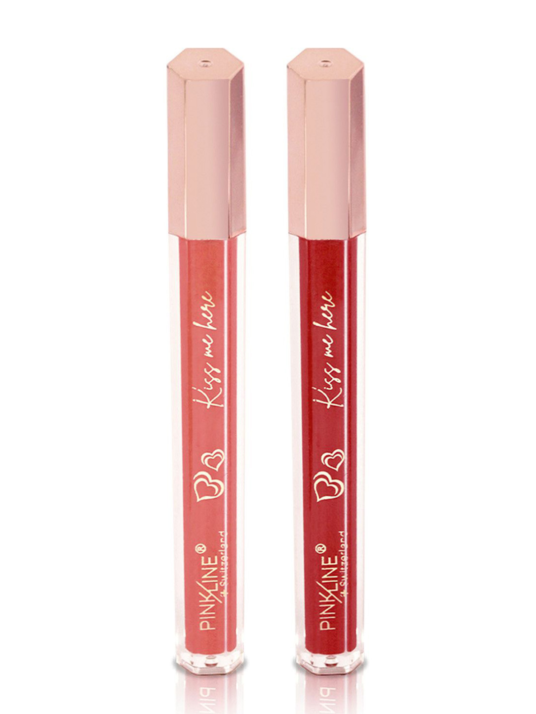

PINK LINE Switzerland Set Of 2 Waterproof Long Lasting Matte Lipstick 6ml Each- 15-16, Red
