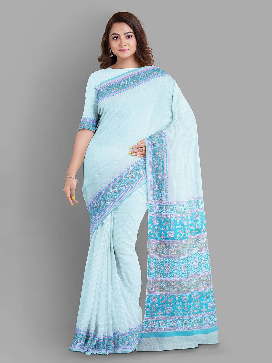 

The Chennai Silks Pure Cotton Chanderi Saree, Blue
