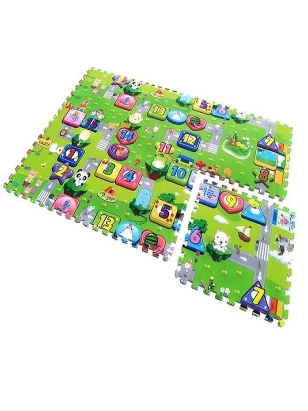 

MUREN Thick Foam Non-Toxic Rubber BPA Free Interlocking Numeric Playmat, Green