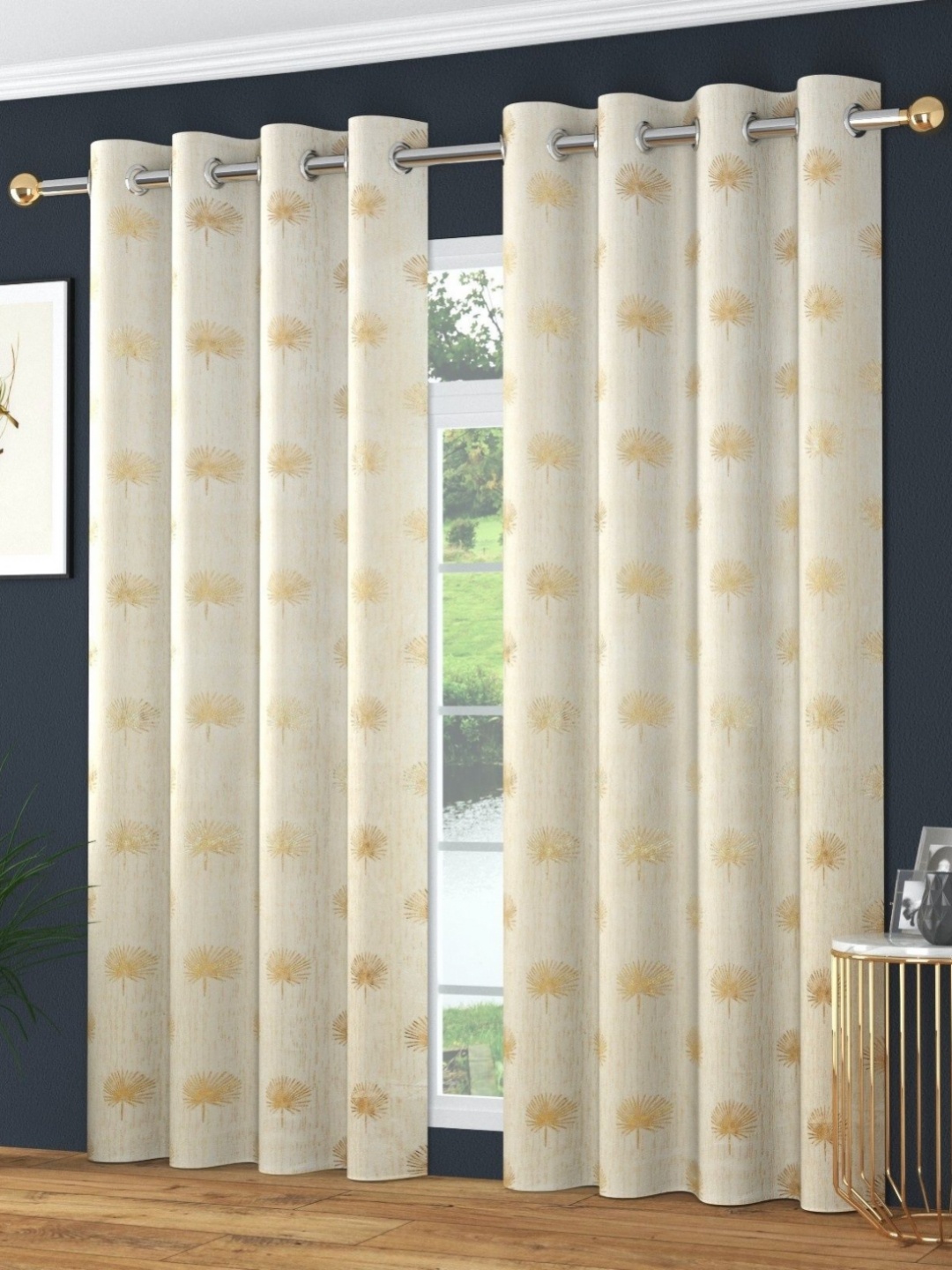 

Galaxy Home Decor Cream 2 Pieces Self Design Room Darkening Door Curtain