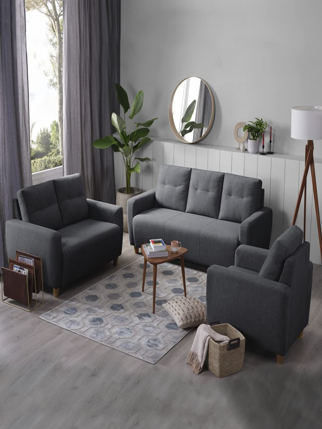 

Sleepyhead Yolo 6 Seater Sofa Set 5 To 6 Person Sofa Fabric Sesame Grey