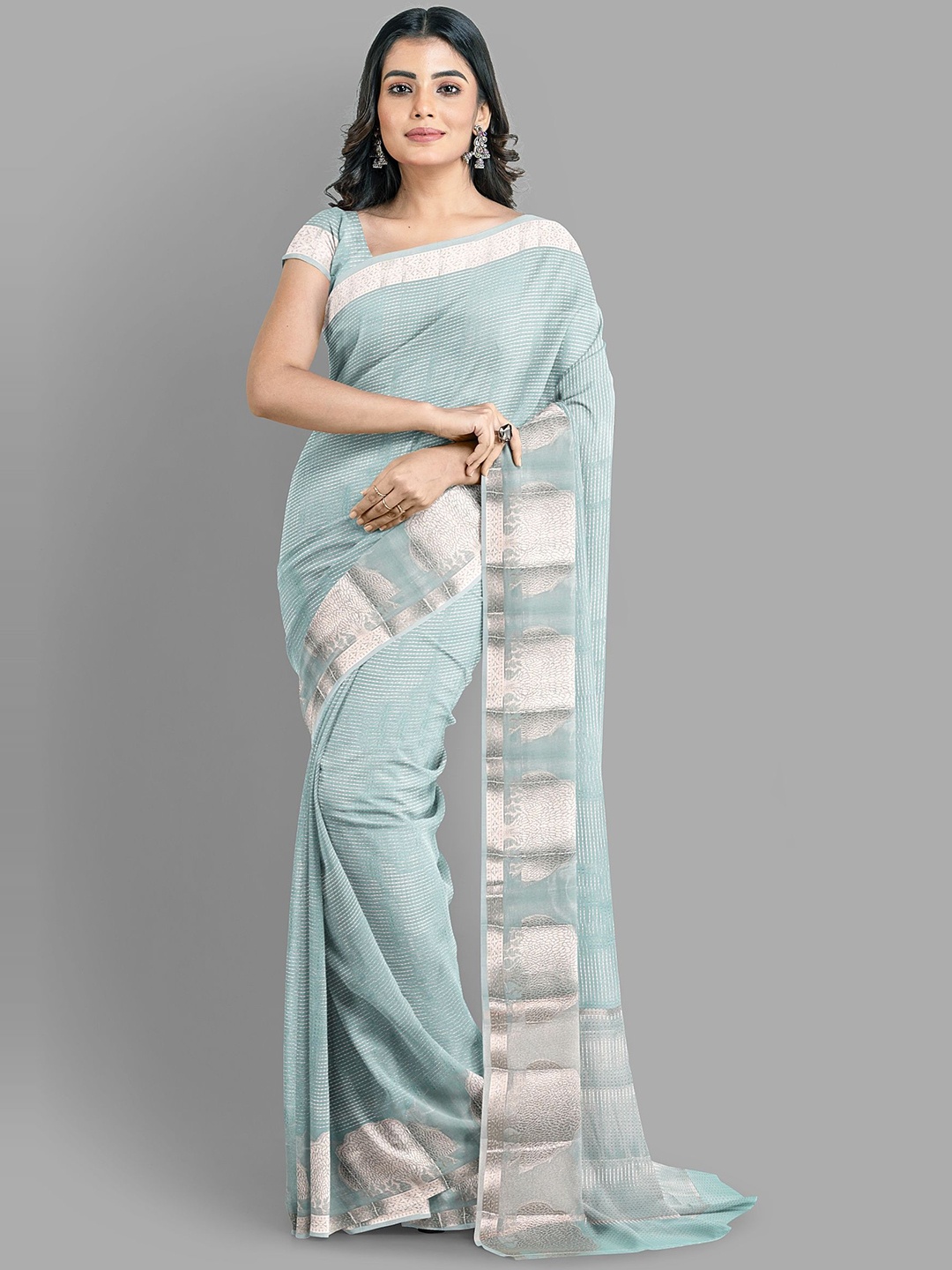 

The Chennai Silks Woven Design Zari Organza Banarasi Saree, Blue