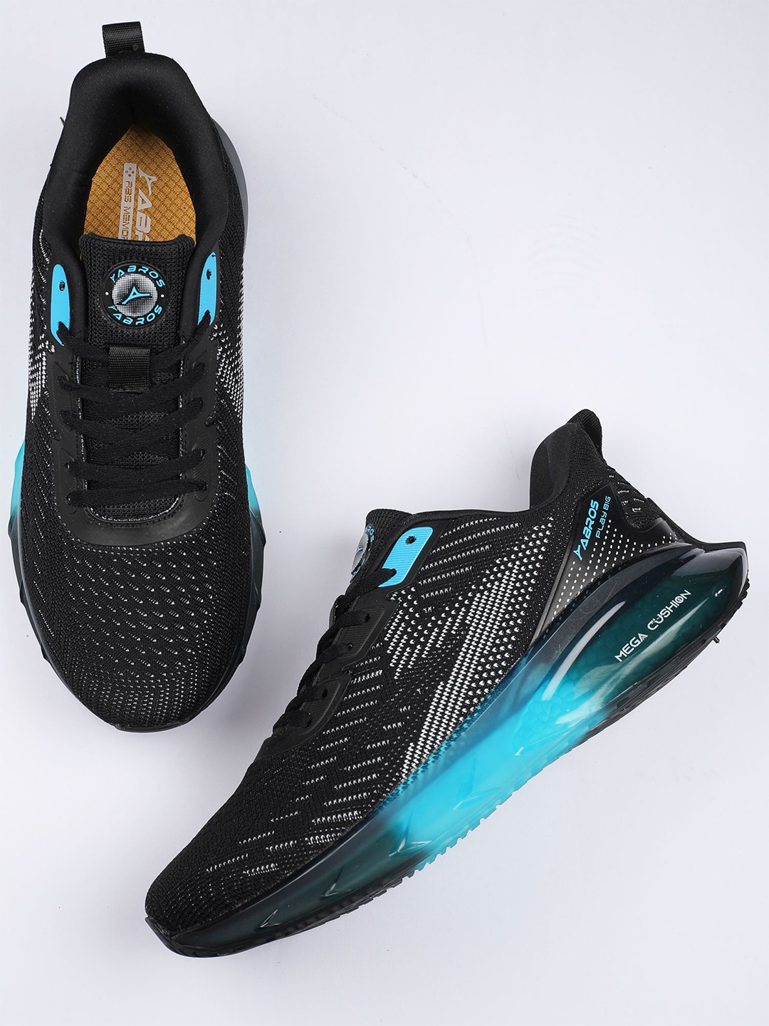 

ABROS Men Ramsay Mesh Lace-Ups Running Shoes, Black