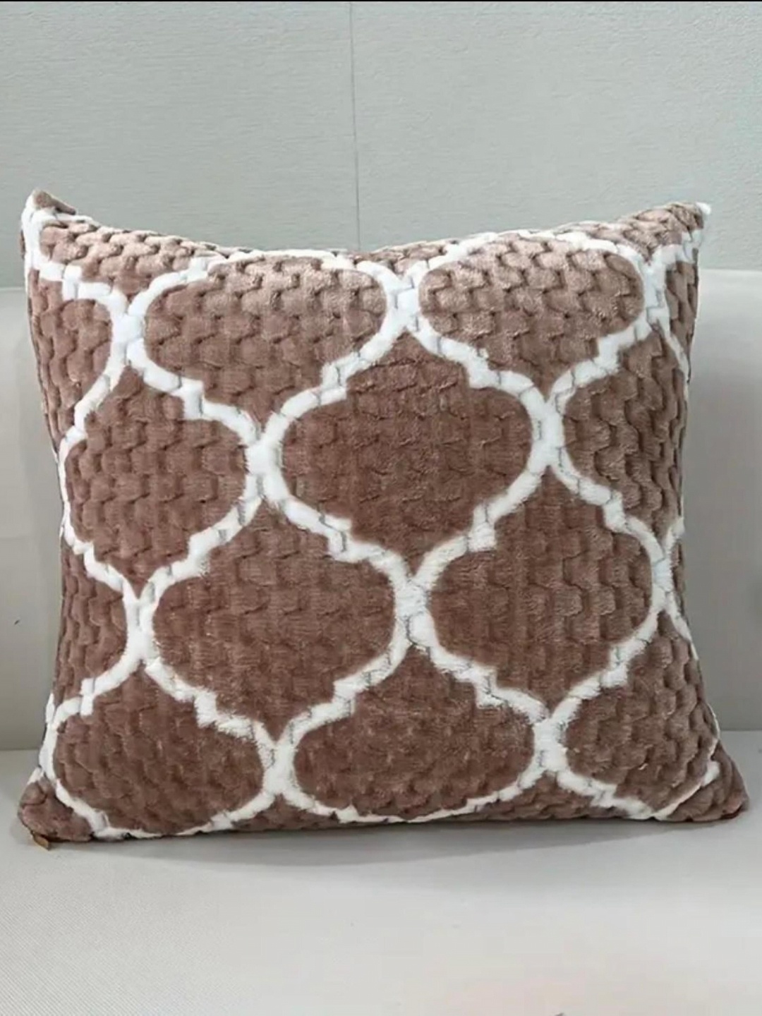 

TANLOOMS Brown & White Abstract Textured Velvet Square Cushion Covers