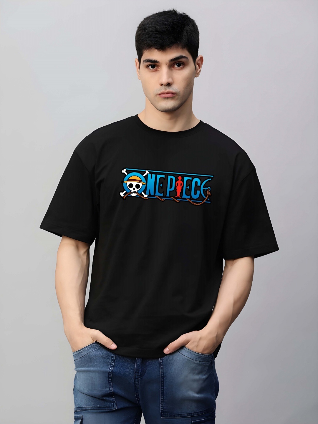 

THE BEETEL HOUSE Men Graphic Printed Round Neck Cotton Oversized T-shirt, Black