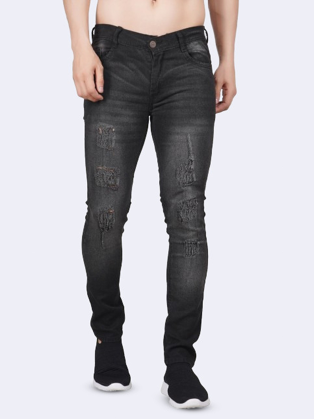 

COMFITS Men Classic Mildly Distressed Light Fade Stretchable Jeans, Grey