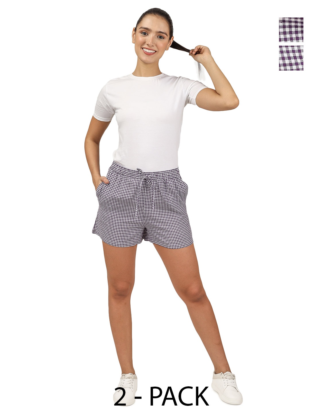 

Klart Women Checked High-Rise Technology Shorts, Multi