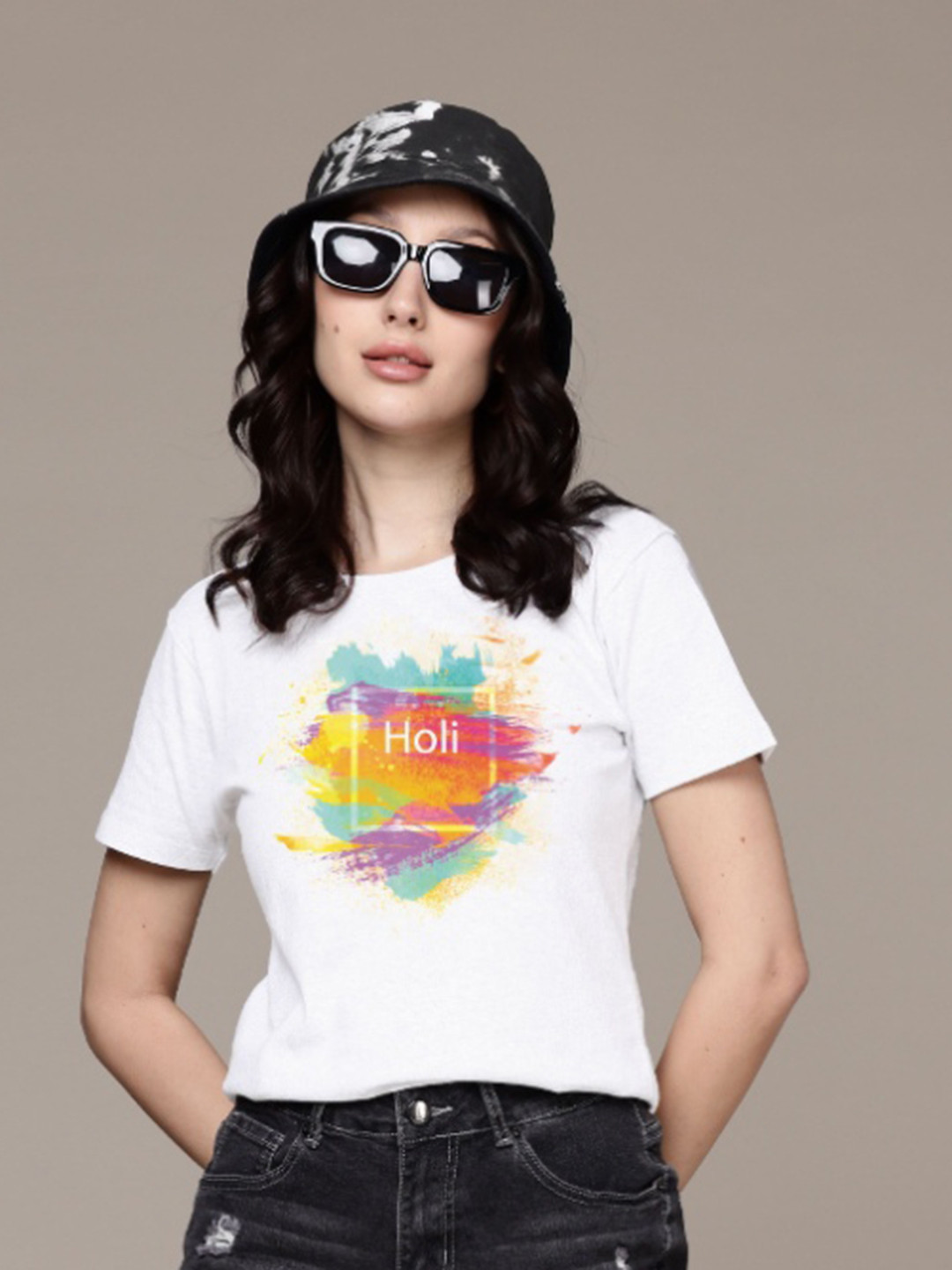 

Moda Rapido Women Graphic Printed Round Neck Cotton T-shirt, White