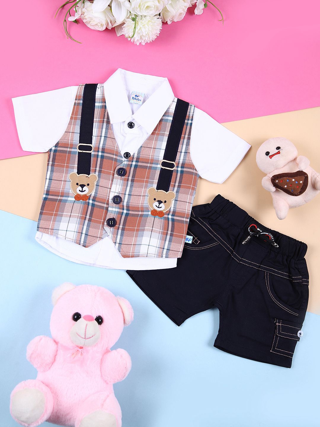 

V-Mart Infant Checked Shirt Collar Shirt With Shorts, Rust