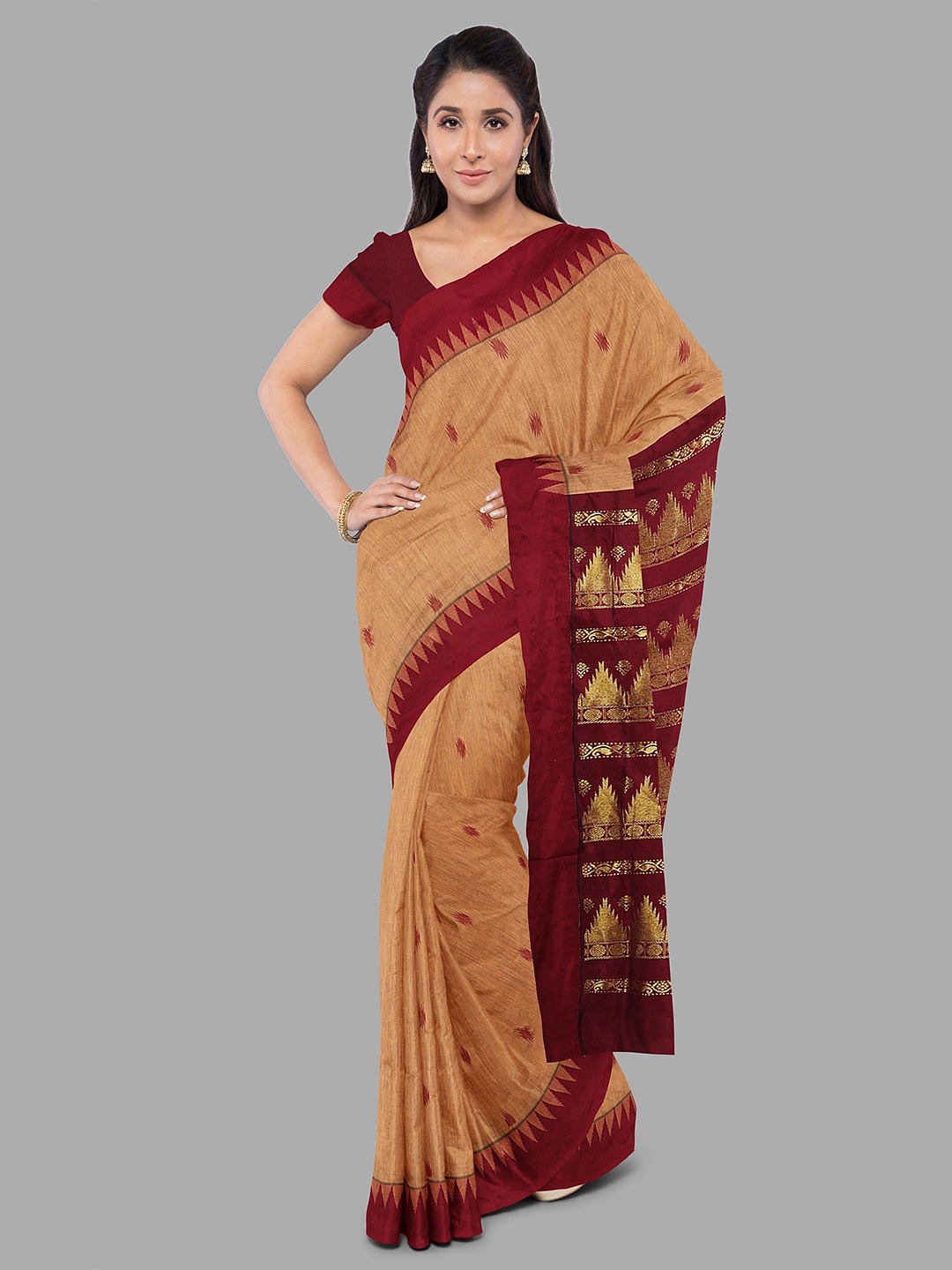 

The Chennai Silks Ethnic Motifs Zari Saree, Coral