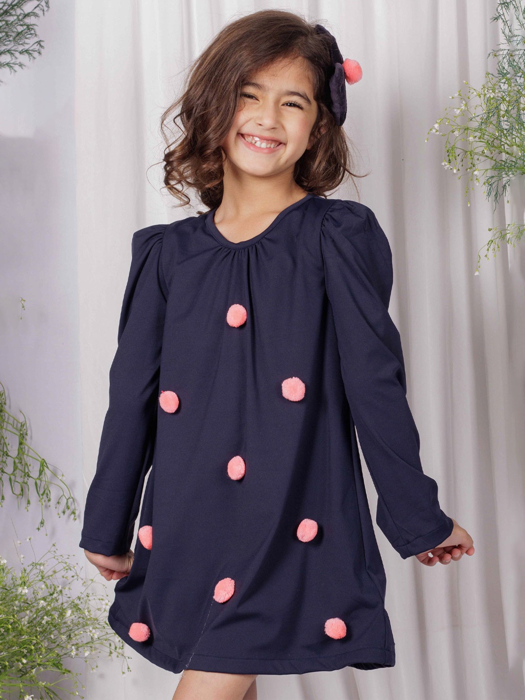 

Foreverkidz Girls Pom Pom Delight Dress, Navy blue
