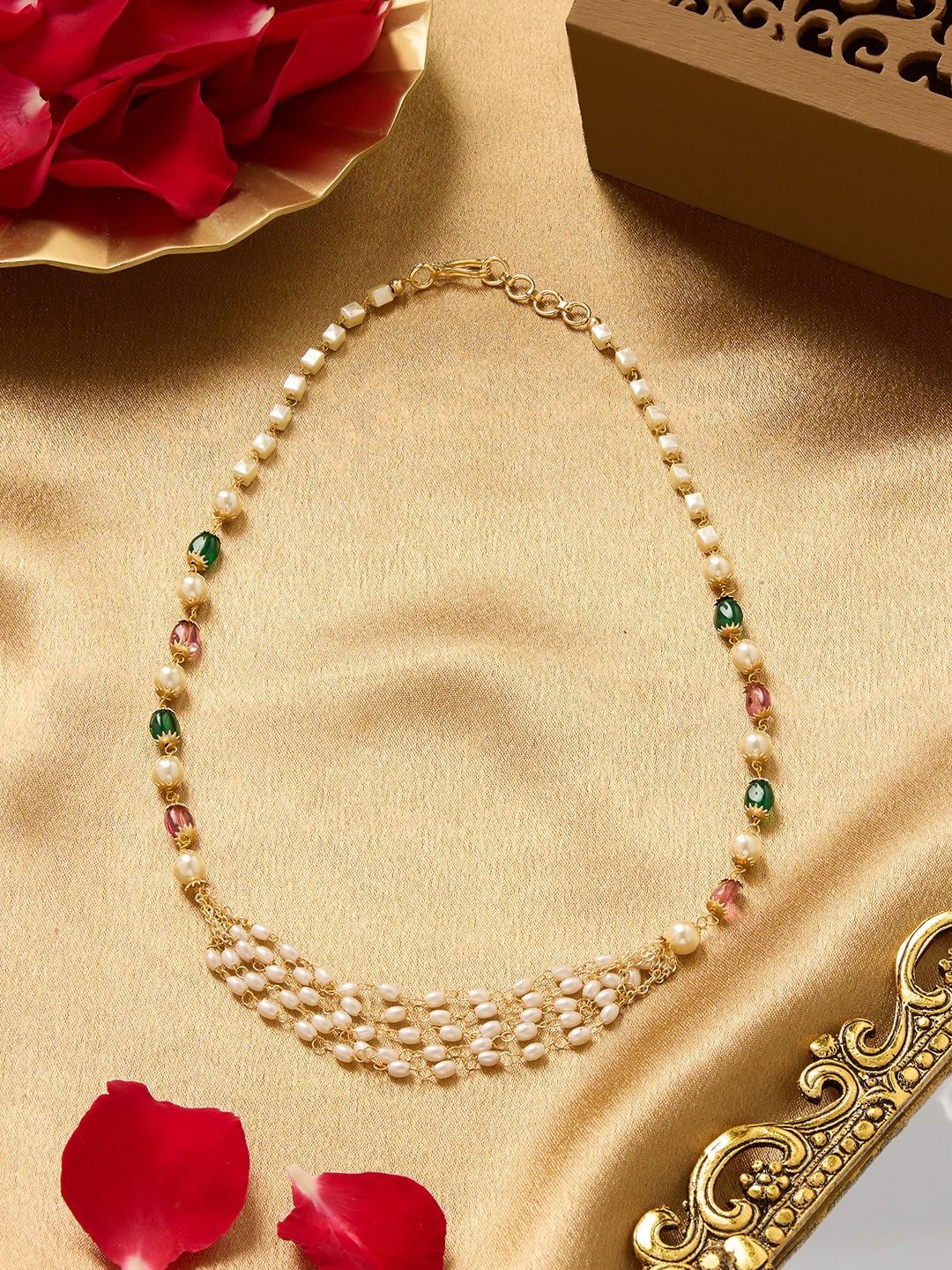 

Zaveri Gold-Plated Multi Layer Beaded Pearls Necklace