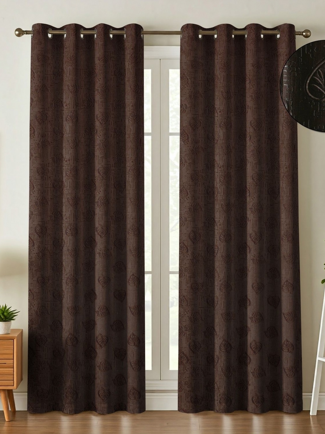

Galaxy Home Decor Brown Set of 2 Floral Room Darkening Long Door Curtain