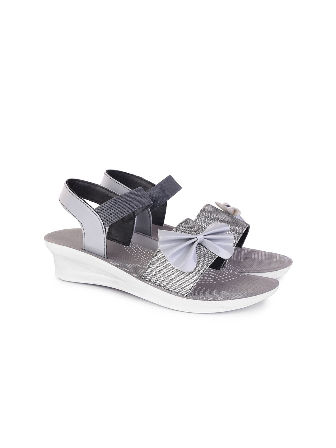 

PENNEN Women Bows Detail Open Toe Flats, Grey