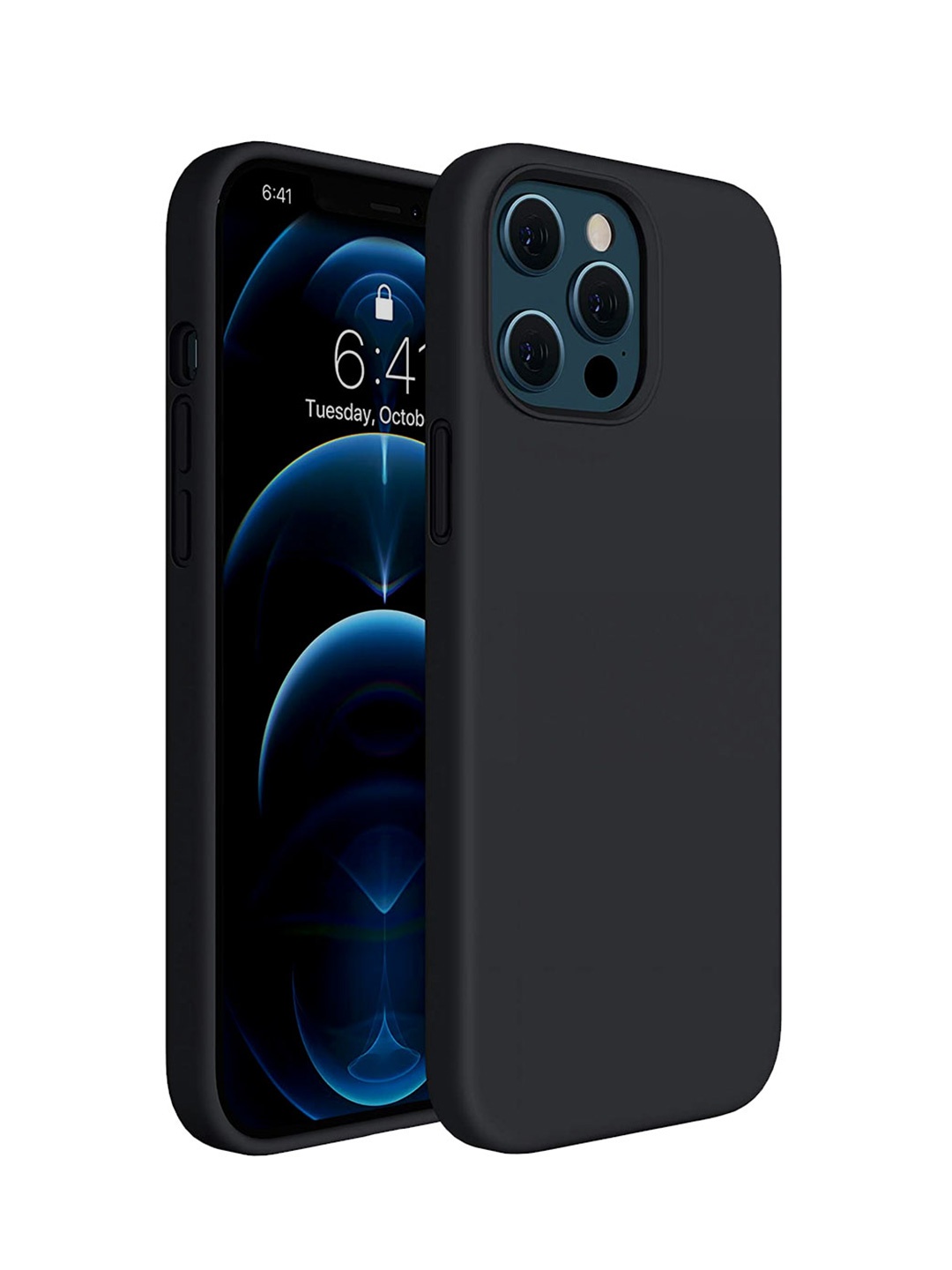 

LIRAMARK Liquid Silicone Soft Back Cover Case for Apple iPhone 12 Pro, Black