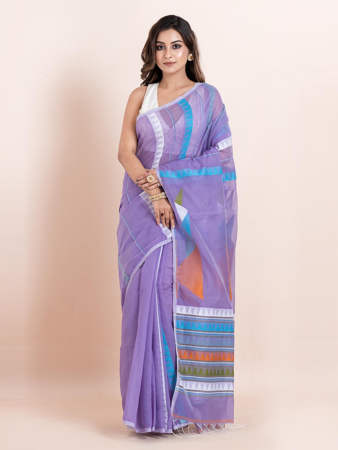 

PUKU Ethnic Motifs Woven Design Saree, Purple