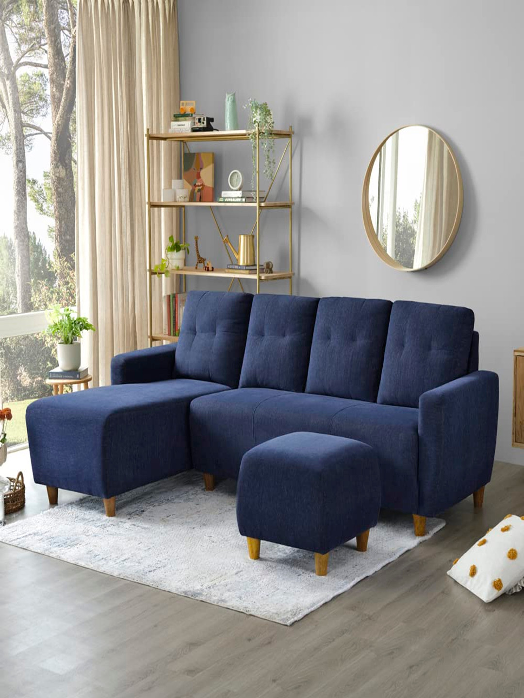 

Sleepyhead Yolo 5 Seater LHS L Shape Sofa Set Ottoman Fabric Berry Blue
