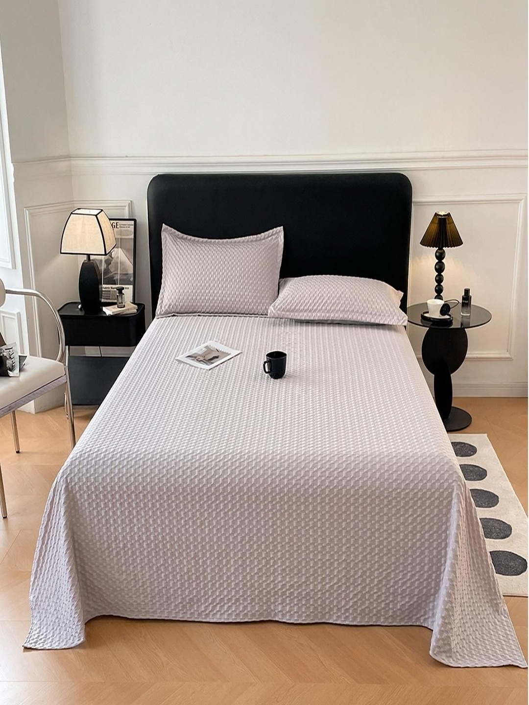 

JC HOME Grey Abstract Printed 150 TC King Size Bedsheet Set