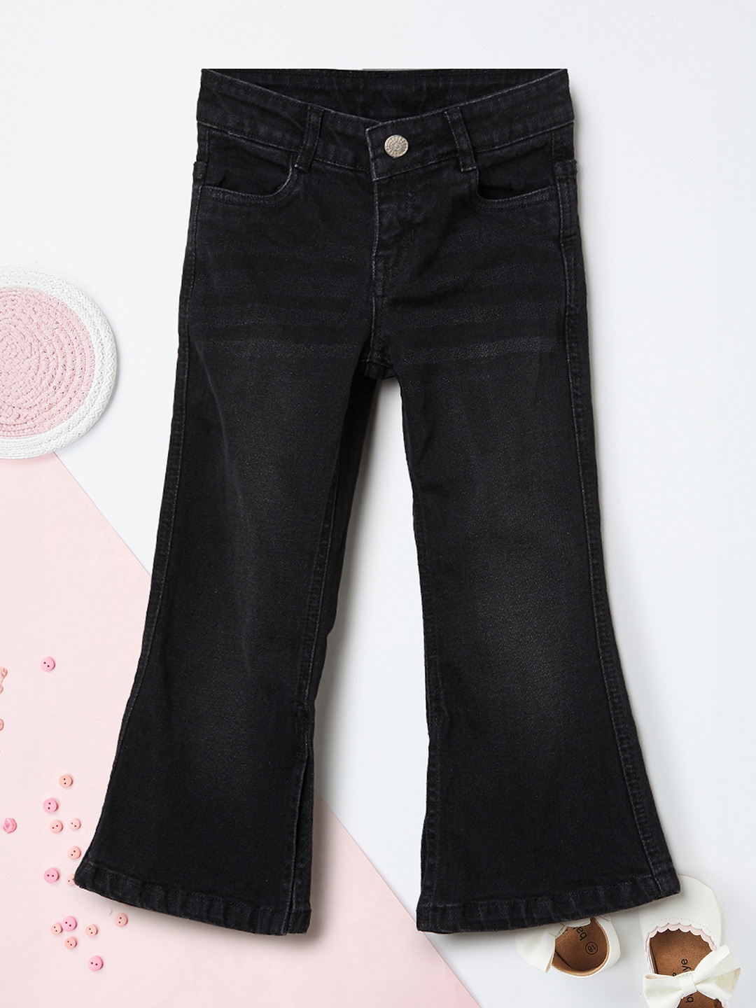 

max Girls Cotton Mid-Rise Regular Fit Jeans, Black
