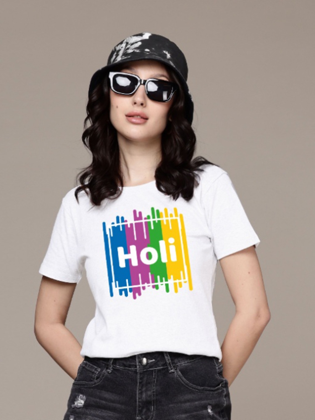 

Moda Rapido Women Graphic Printed Round Neck Cotton T-shirt, White