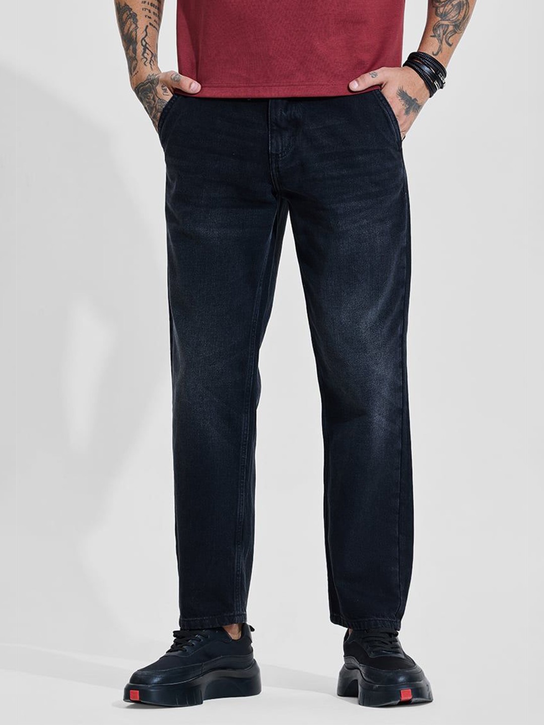 

Snitch Men Navy Relaxed Fit Mid-Rise Light Fade Jeans, Navy blue