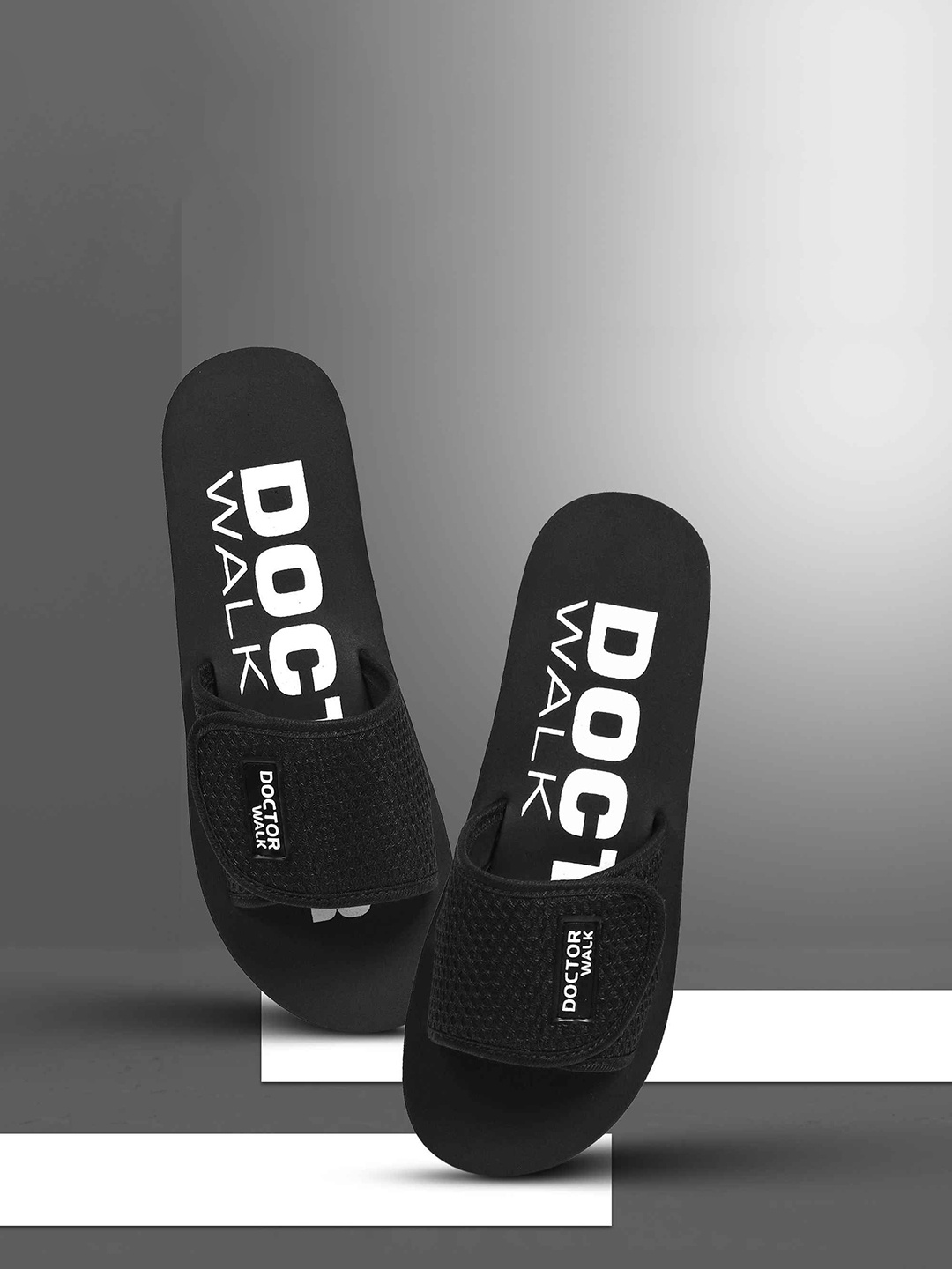 

DOCTOR WALK Women Printed Sliders, Black