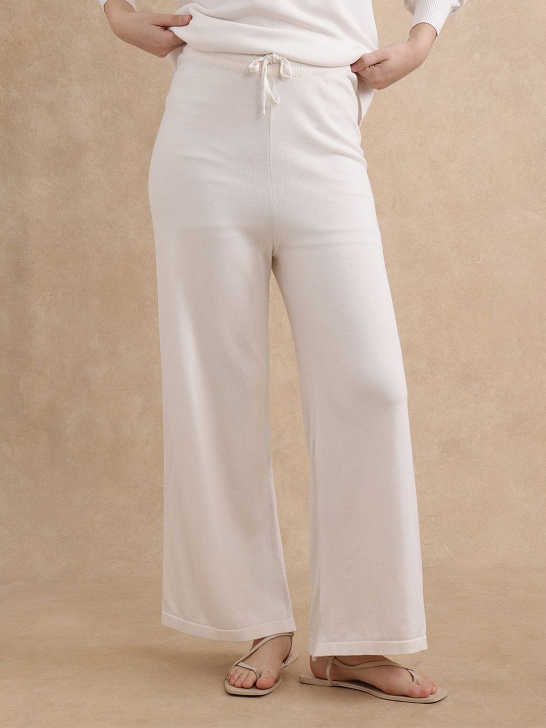 

RAREISM Women Comfort Loose Fit High-Rise Trouser, White
