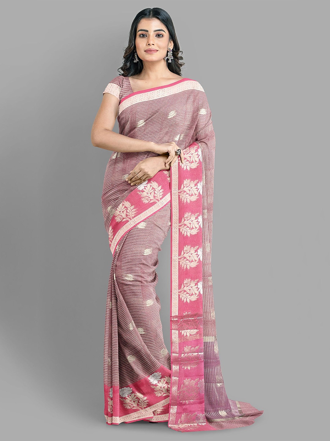 

The Chennai Silks Warli Woven Design Zari Organza Banarasi Saree, Burgundy