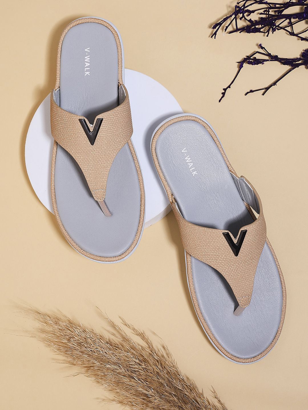 

V-WALK Women T-Strap Flats, Beige