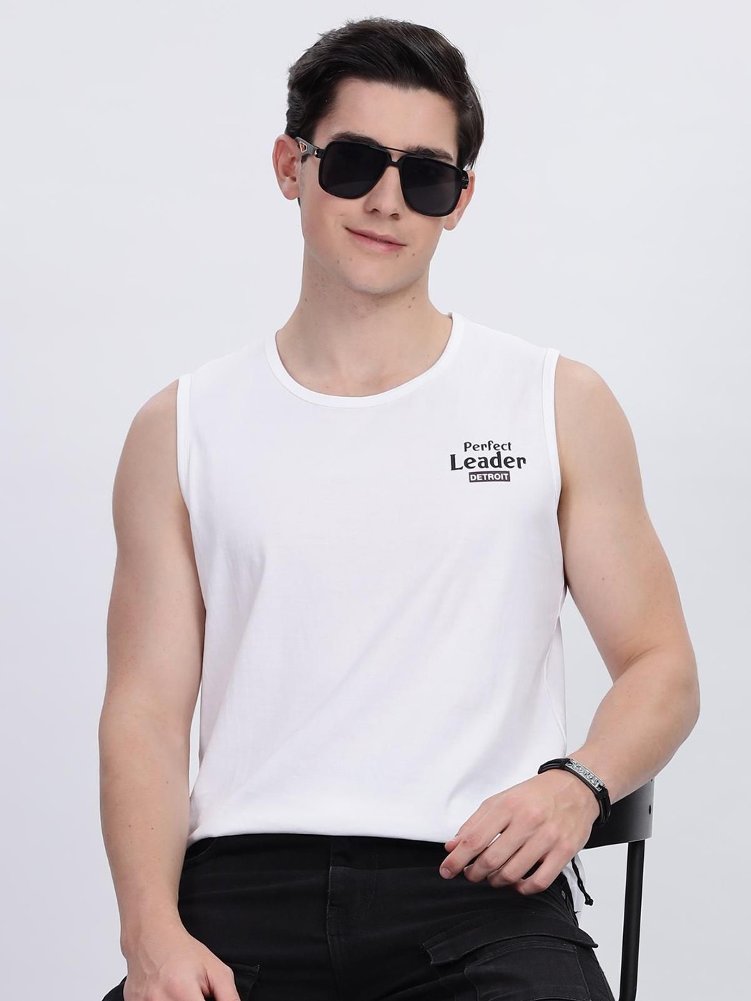 

COLOR HUNT Men Typography Printed Round Neck Cotton T-shirt, White