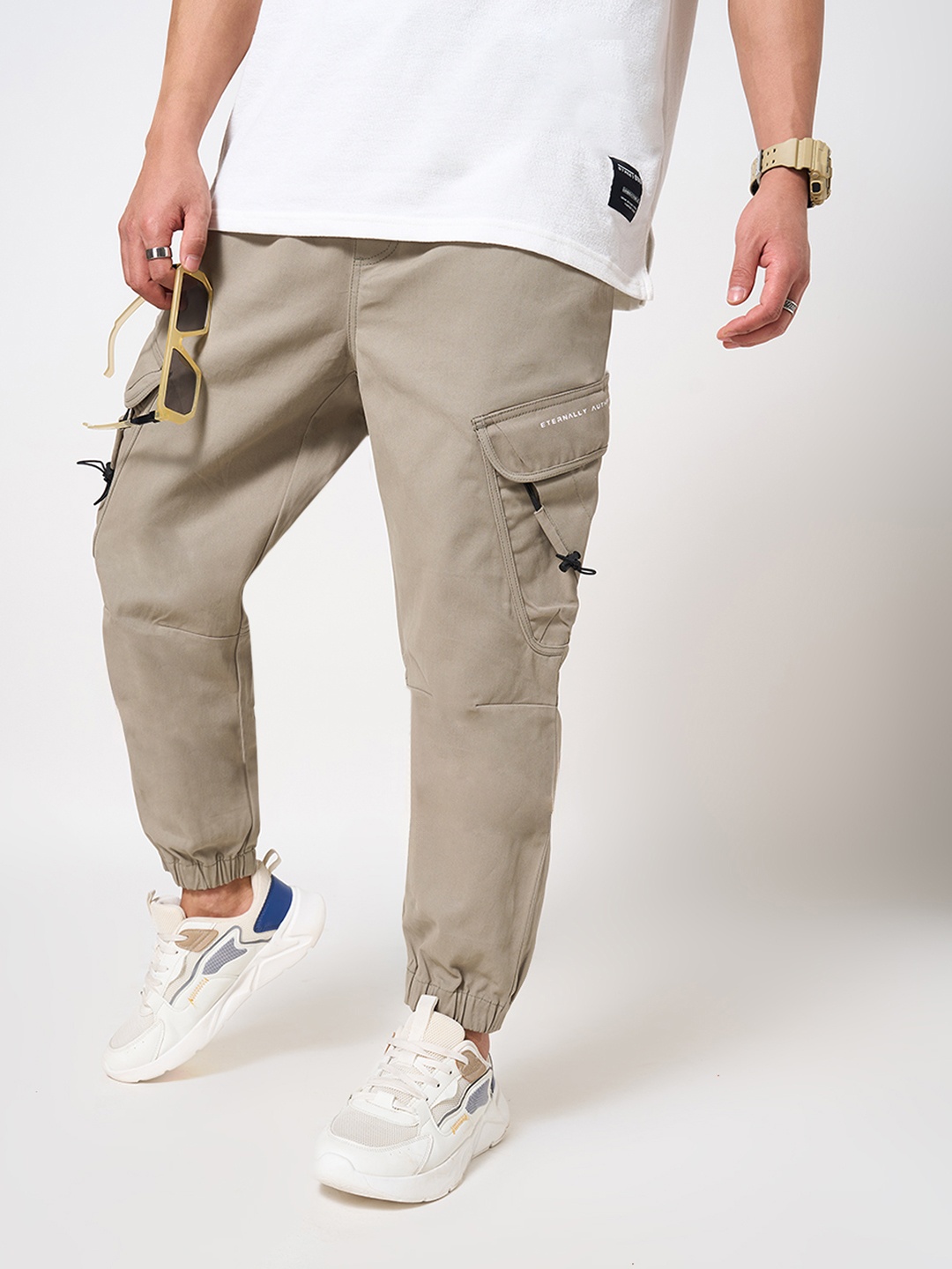 

Street 808 by Pantaloons Pure Cotton Joggers, Beige