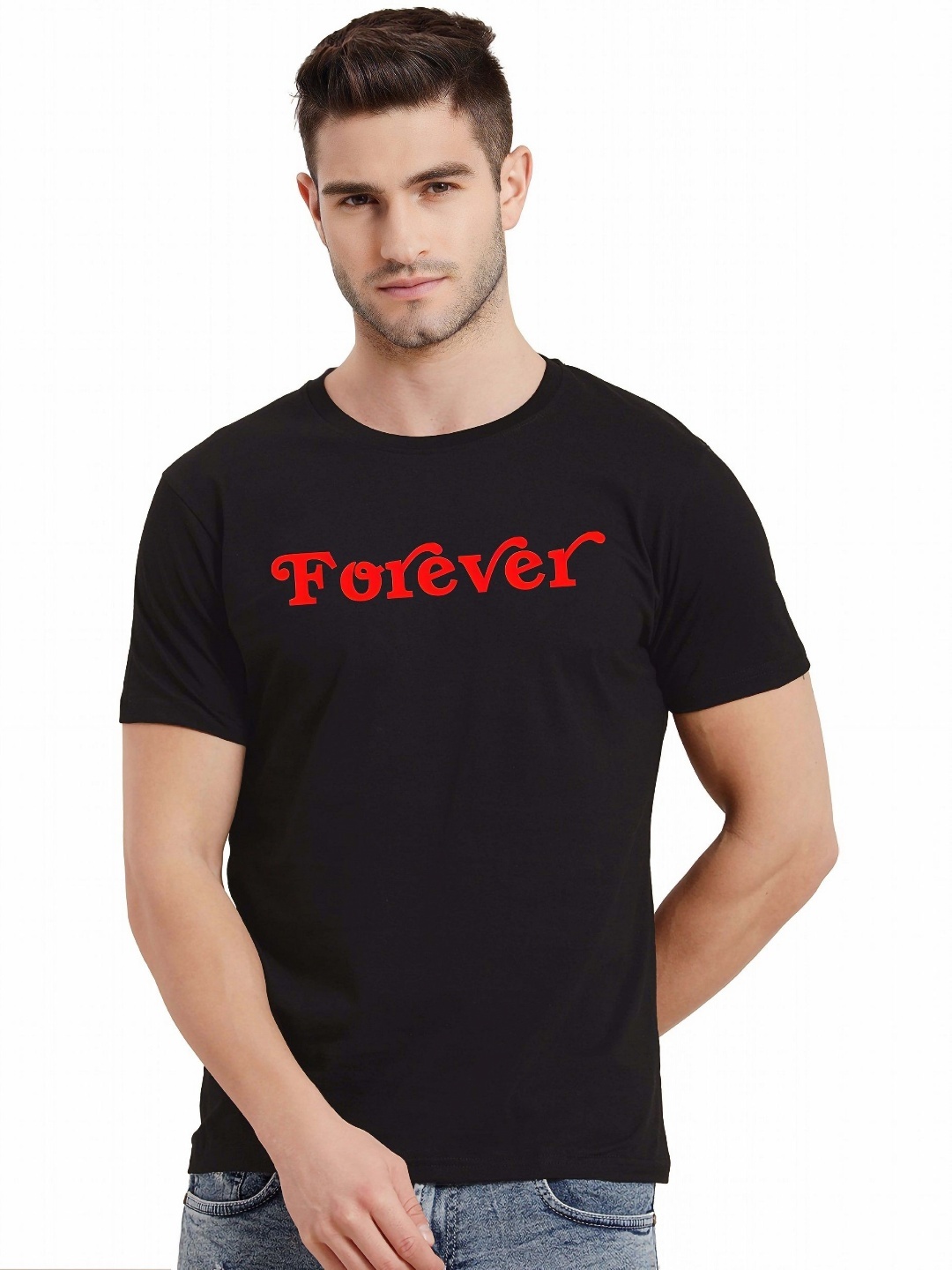 

THE BEETEL HOUSE Men Graphic Printed Round Neck Cotton T-shirt, Black