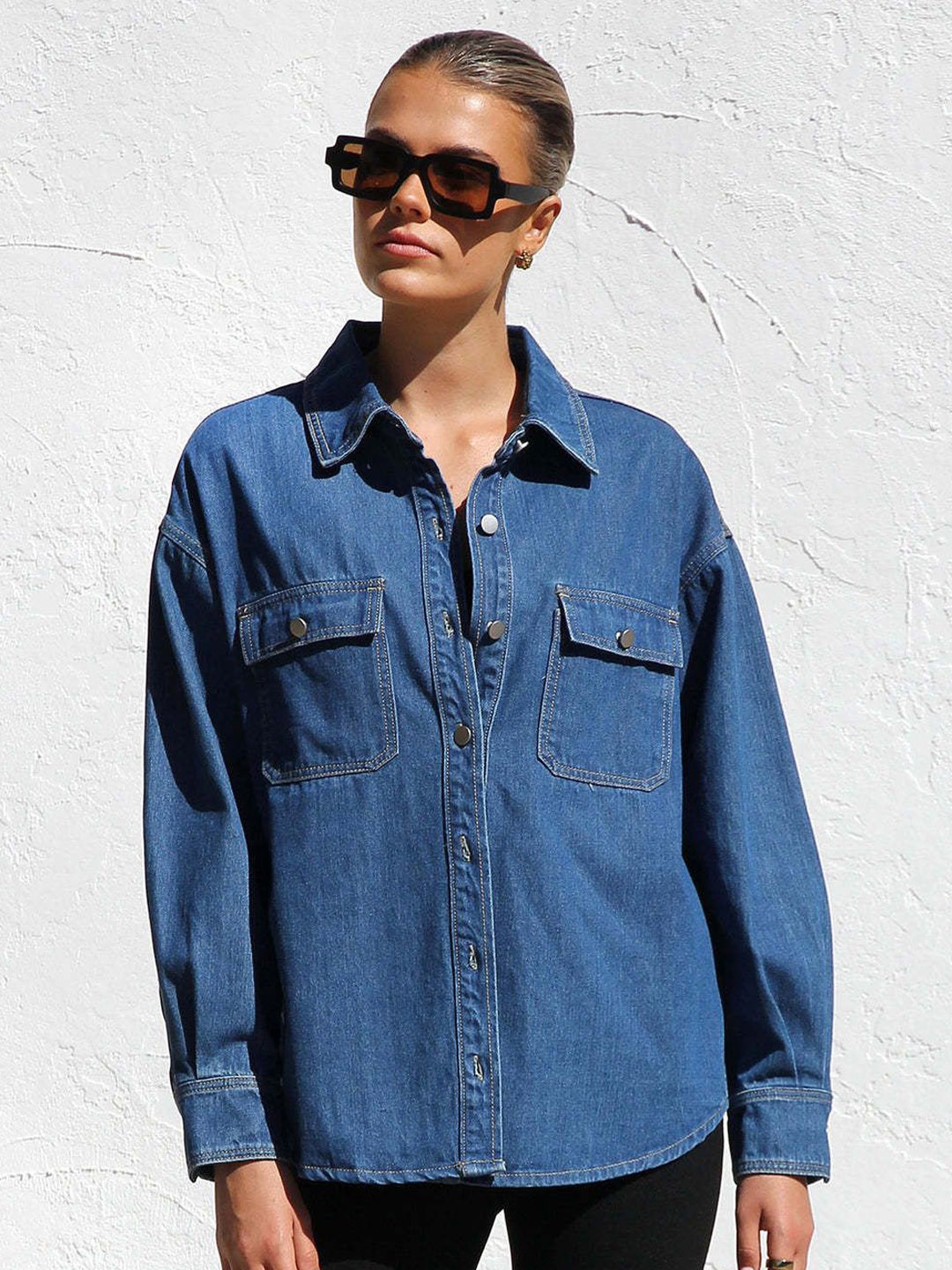 

StyleCast Women Regular Fit Spread Collar Solid Cotton Casual Shirt, Blue